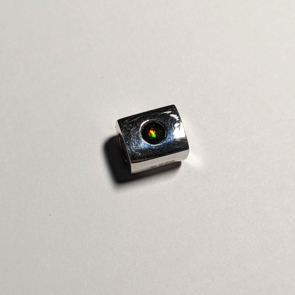 Korite ammolite Canada charm bead for bracelet sterling silver 925 enamel